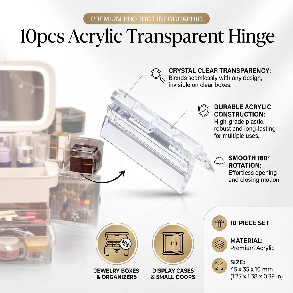 10pcs Acrylic Transparent Hinge Suitable for Liking The Door of Jewelry Boxes