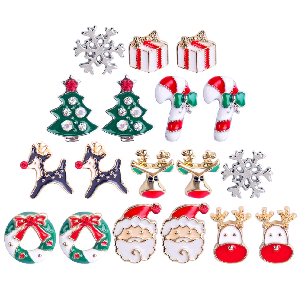 9 Pairs Fashion Earring Christmas Ear Stud Alloy Earrings Ear Decor Random Style