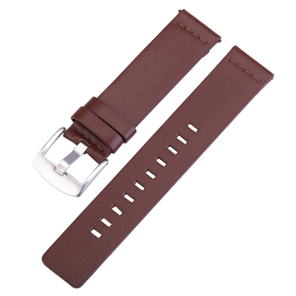 Leather Strap Layer Leather Stitch Strap Watchstrap Fashion Stitching Watch Band Replacement Wristband Bracelet Strap for moto360 Second Generation Gear S3 (Brown 20mm-Silver Buckle)