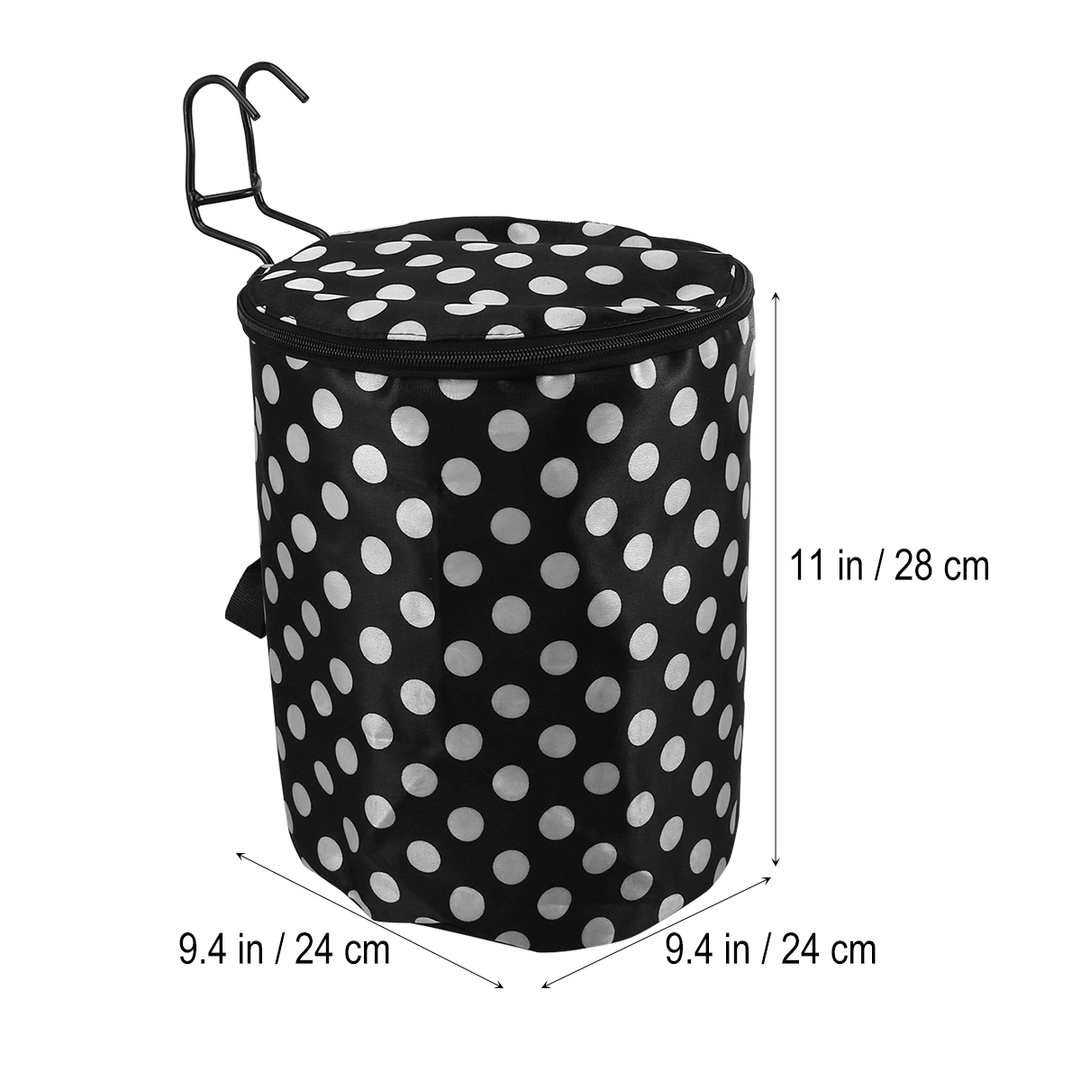 Waterproof Canvas Basket Front Storage Carrier Bag Handbag for Cycling Shopping (Black and White Dot)