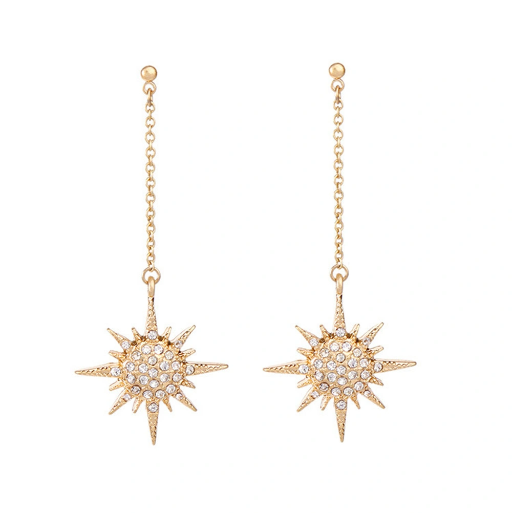 Luxury Sun Moon Celestial Earrings Rhinestone Mystical Drop Earrings for Women Jewelry Gold Vintage Statement Long Earrings