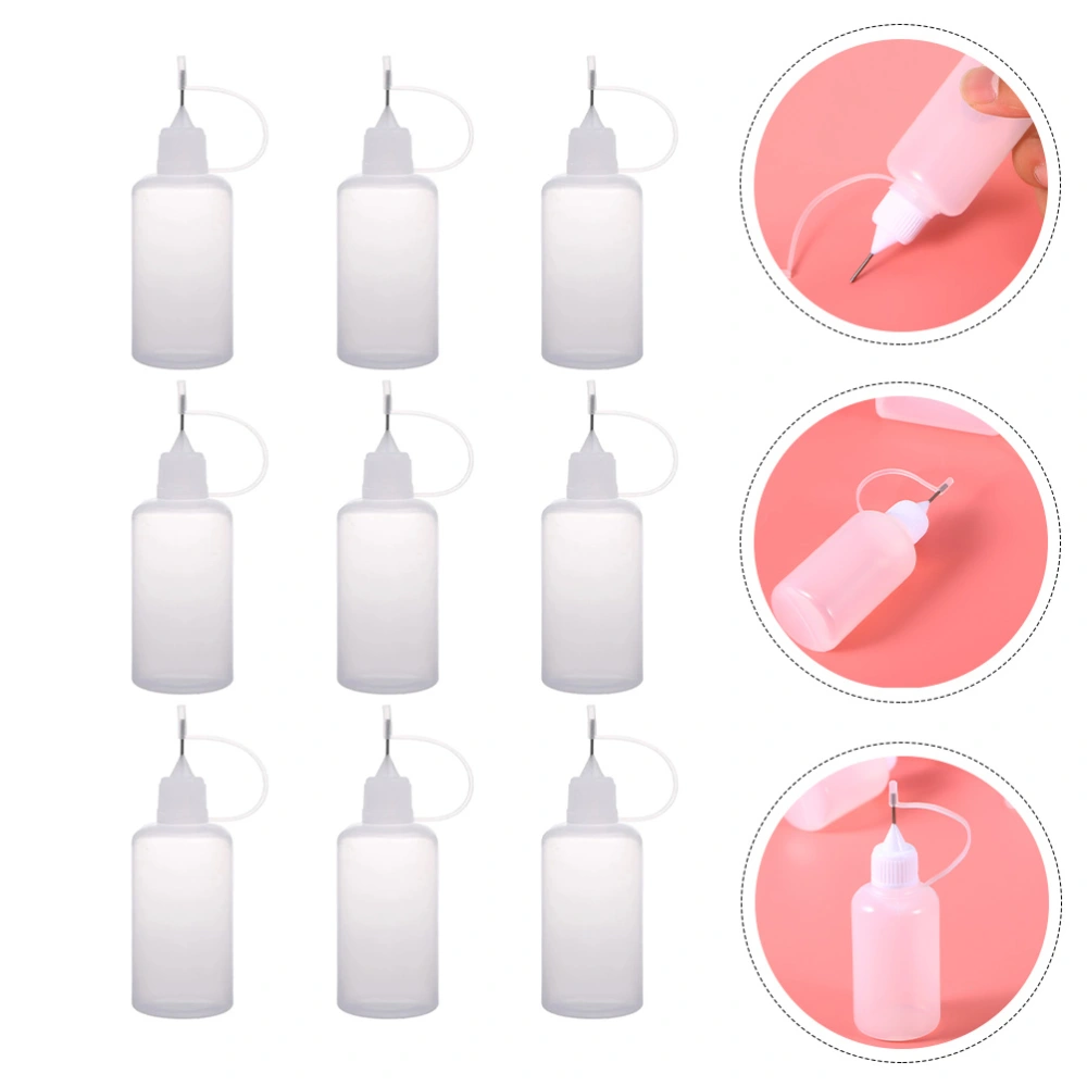 9Pcs Plastic Translucent Bottle Plastic Needle Bottles Dropper Liquid Containers