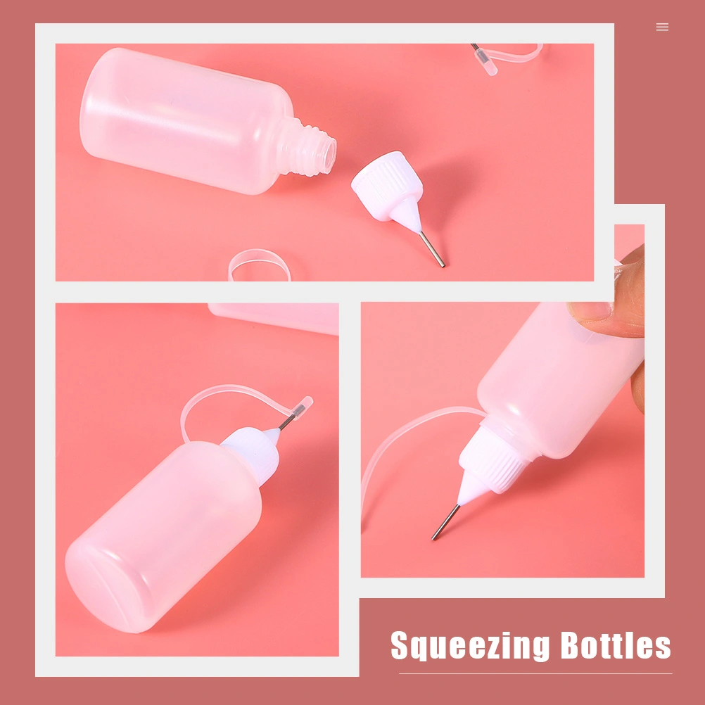 9Pcs Plastic Translucent Bottle Plastic Needle Bottles Dropper Liquid Containers