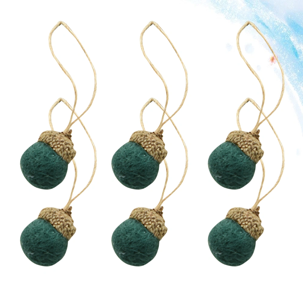 6 in 1 Wool Felt Mini Ball Pine Corn Shape Pendant Decoration for Home Hotel School Store (Green)