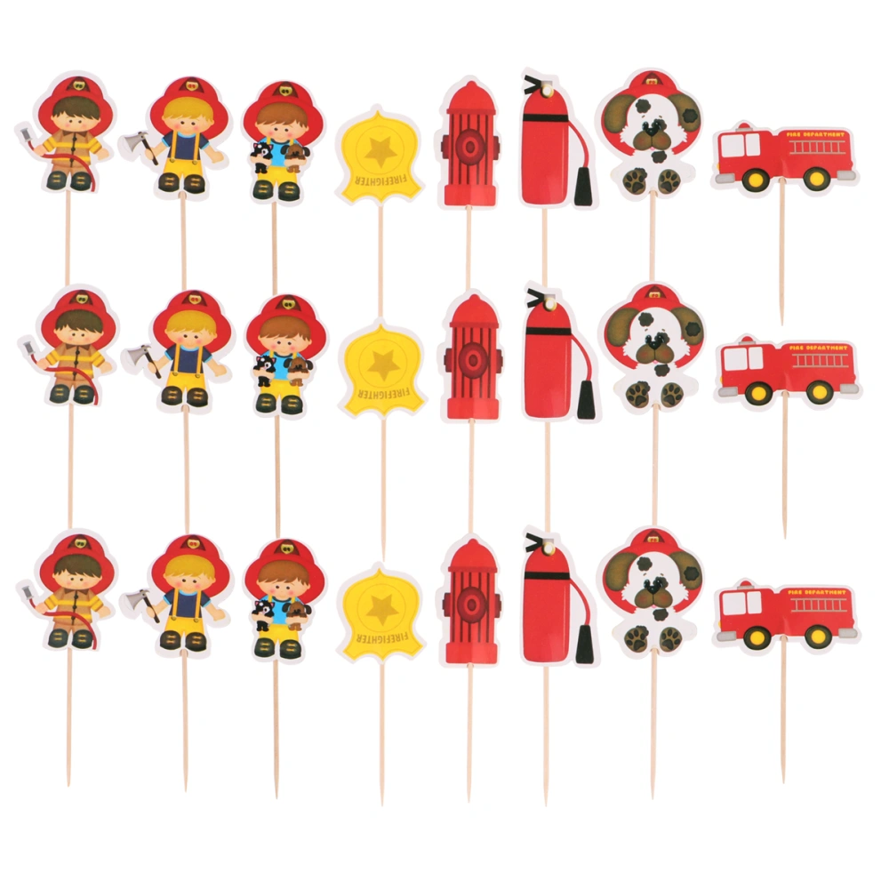 72pcs Firemen Series Cake Tooper Creative Cake Decoration Picks Cupcake Adornment Party Favors Supplies for Party Birthday