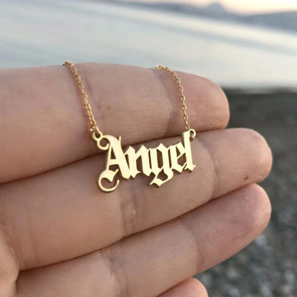 2pcs Woman Stylish Angel Letter Necklace Fashion Girl Jewelry Gift Exquisite Torque Girl Clavicle Chain (NZ1366)