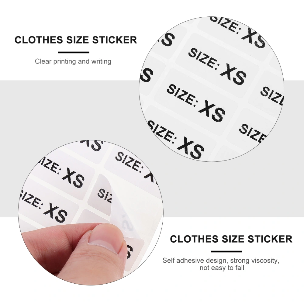 1 Roll Clothes Size Sticker Practical Size Label Clothing Size Stickers (XS)