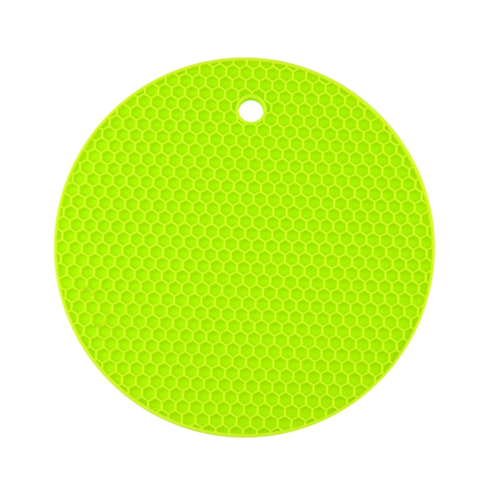 Round Coaster Non-slip Silicone Cushion Pot Pan Mat Heat Resistant Mat Pad Kitchen Accessories (Light Green)