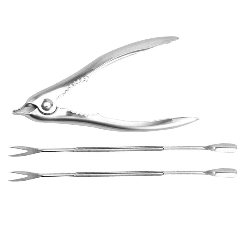 3pcs Clam Clamps Crab Opener Seafood Tools Set Nut Stainless Steel Seafood Forks Picks Clam Pliers for Home Restaurant