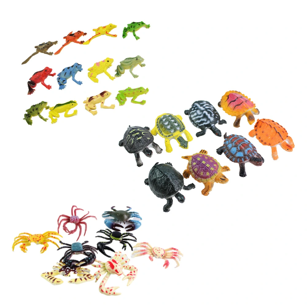 28pcs Simulation Plastic Model Sea Crab Turtle Animal Model Educational Toy for Kids Children (12pcs + 8pcs Crab + 8pcs Turtle)