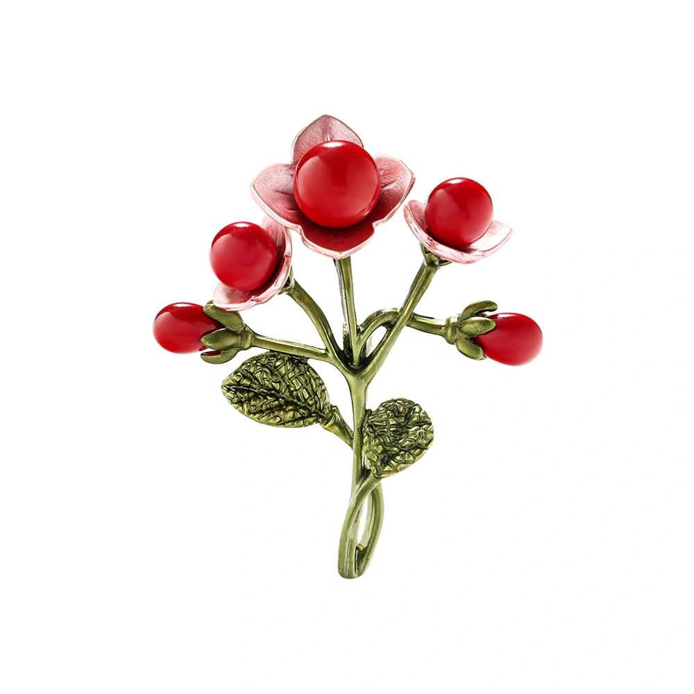 Creative Red Flower Rhinestone Brooch New Style Alloy Personaltiy Cartoon Animal Boutonniere Women