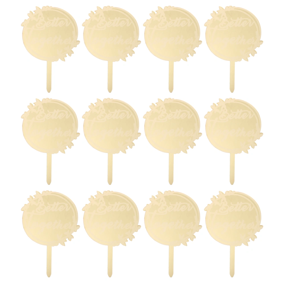 12Pcs Acrylic Wedding Cake Inserts Toppers Party Cake Dessert Picks Cupcake Decors