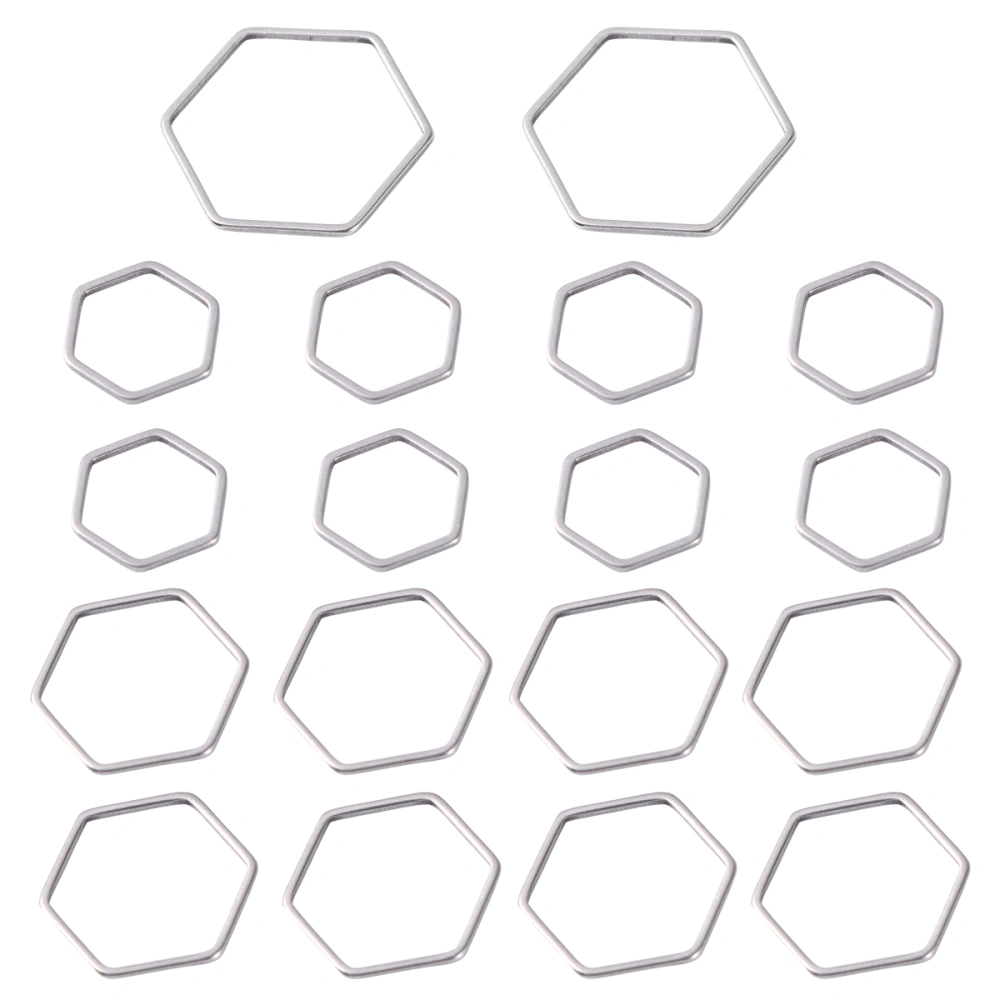 30pcs Chic Stainless Steel Hexagonal Pendants Charms DIY Jewelry Making Accessory Jewelery Decoration for Woman (Silver)