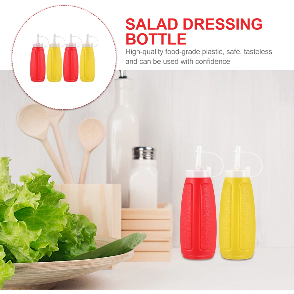 4Pcs Barbecue Sauce Bottles Salad Bottles Seasoning Containers (Random Color)