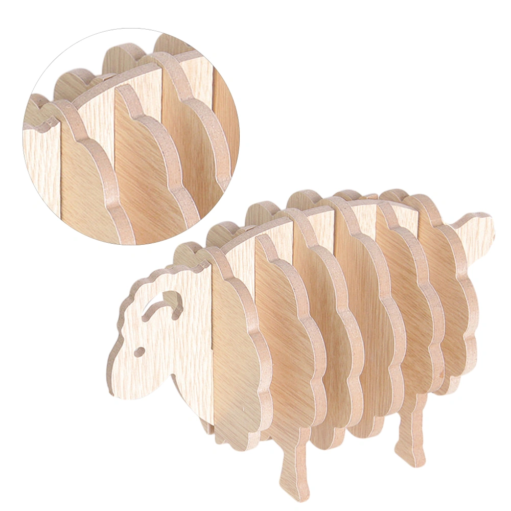 1 Set of Wooden Cup Coaster Cup Mat Animal Shaped Desktop Decoration Table Ornament