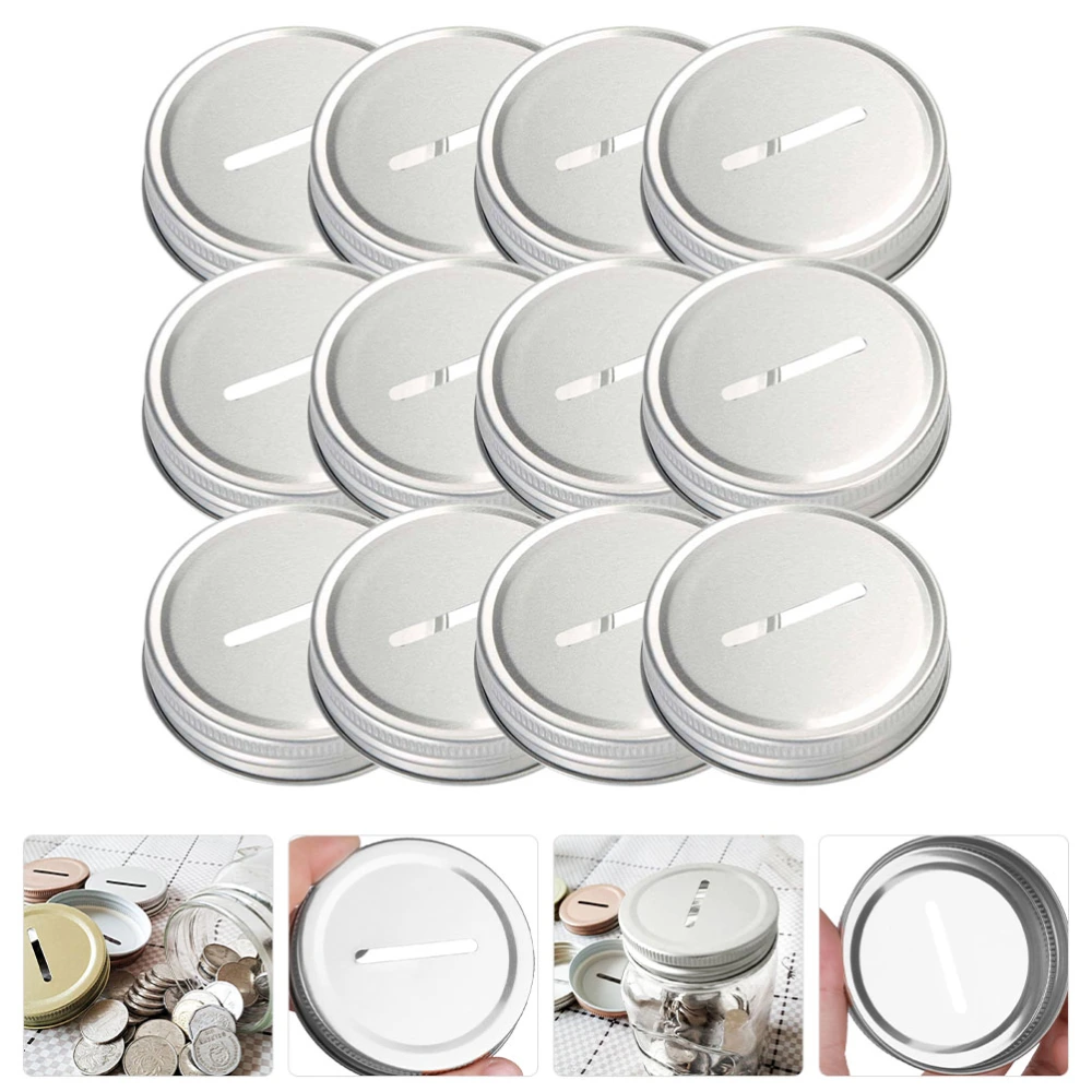 12Pcs  Mason Jar Lids Coin Slot Lids Canning Jar Caps for Mason Jars Piggy Banks