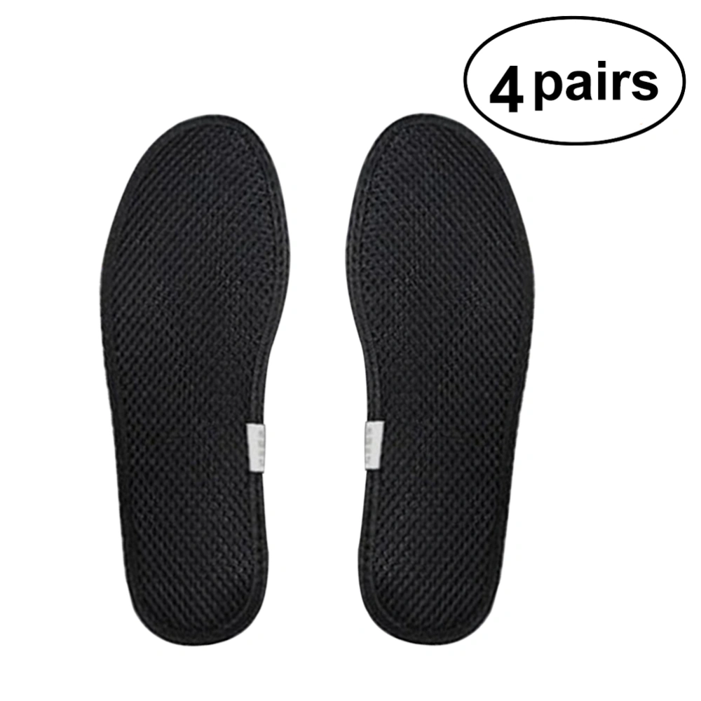 4 Pairs of Bamboo Charcoal Deodorant Mesh Insoles Sweat-absorbent Shoe Inserts for Men Women - Size 40(Black)