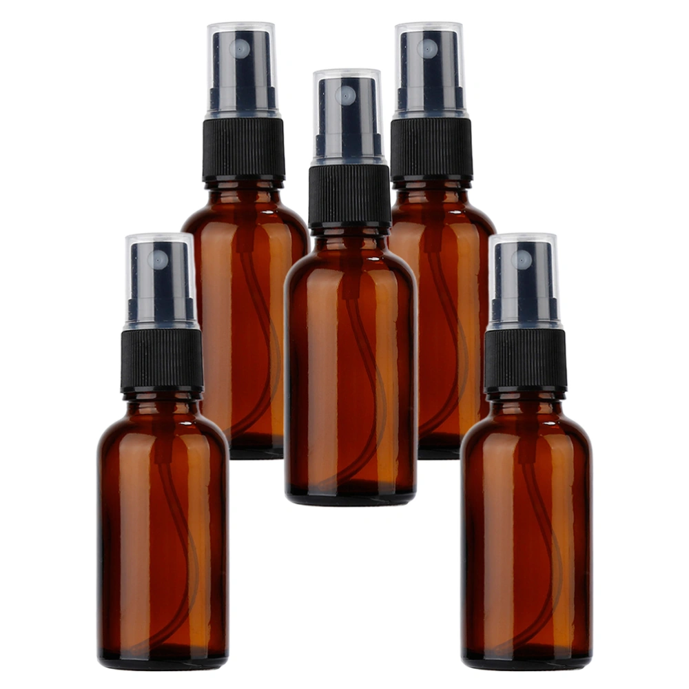 10Pcs Glass Spray Bottle Emulsion Subpackaging Bottle Press Pump Essential Oil Container Brown (15ml)