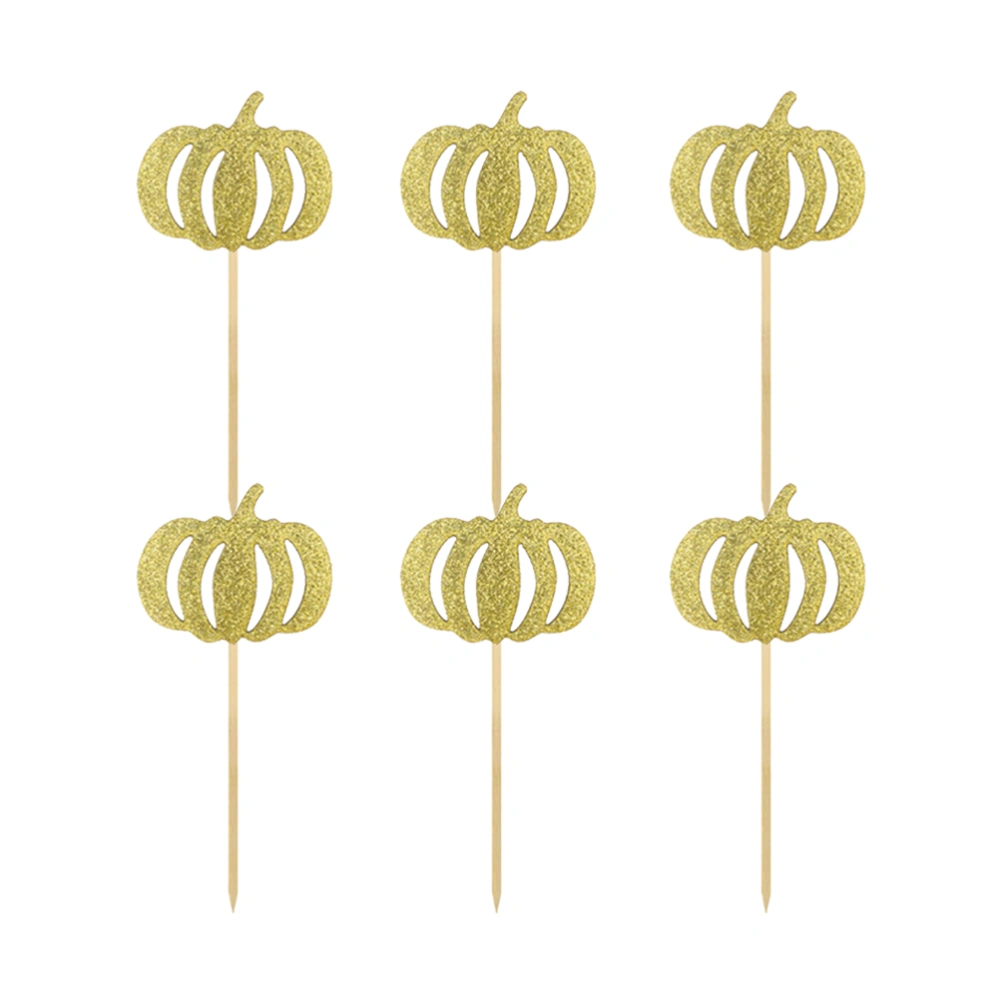 12pcs Pumpkin Cake Toppers Funny Picks Paper Cupcake Decor Party Supplies for Birthday Festival