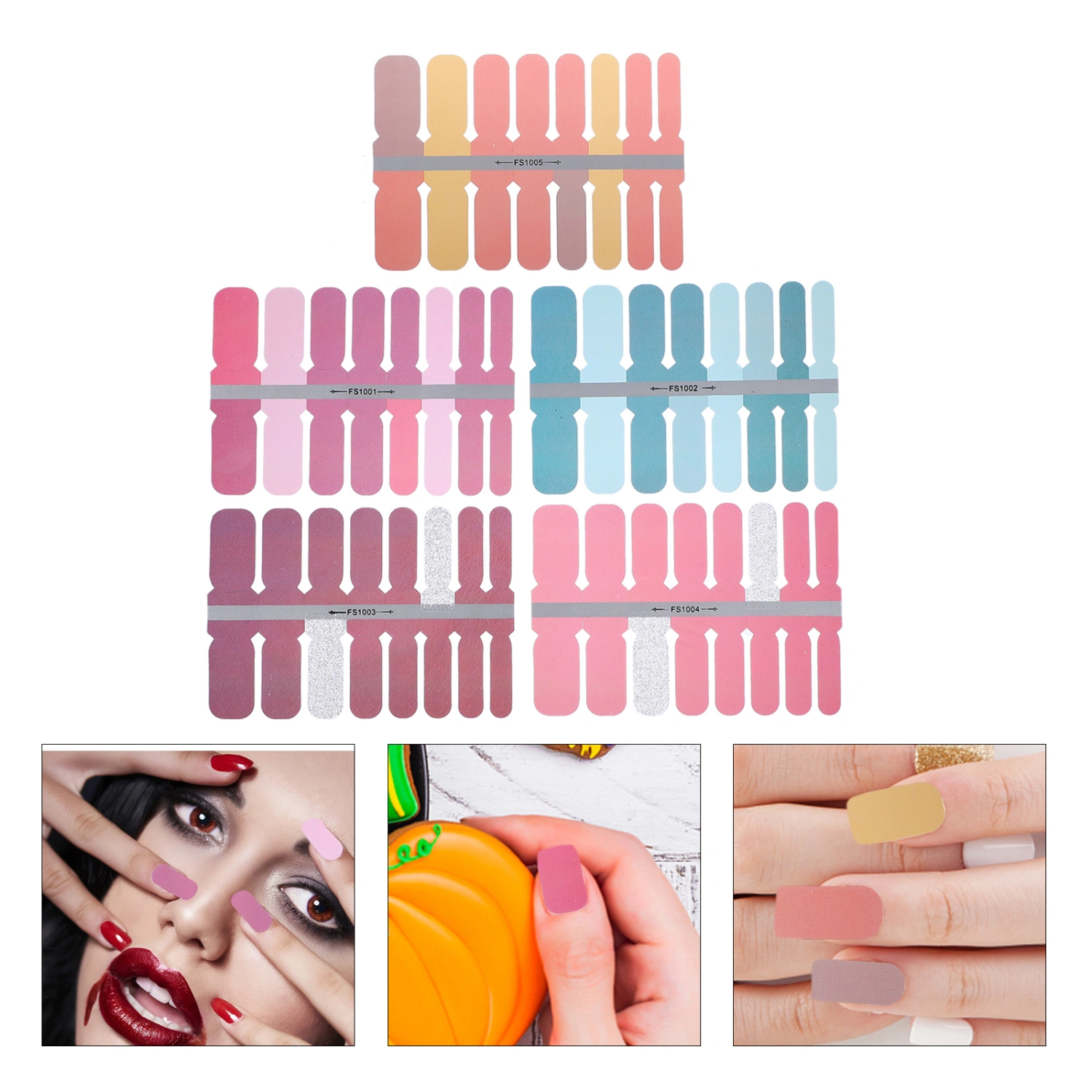5 Sheets Nail Sticker Solid Color Manicure Nail Art Supply for Home Nail Salon