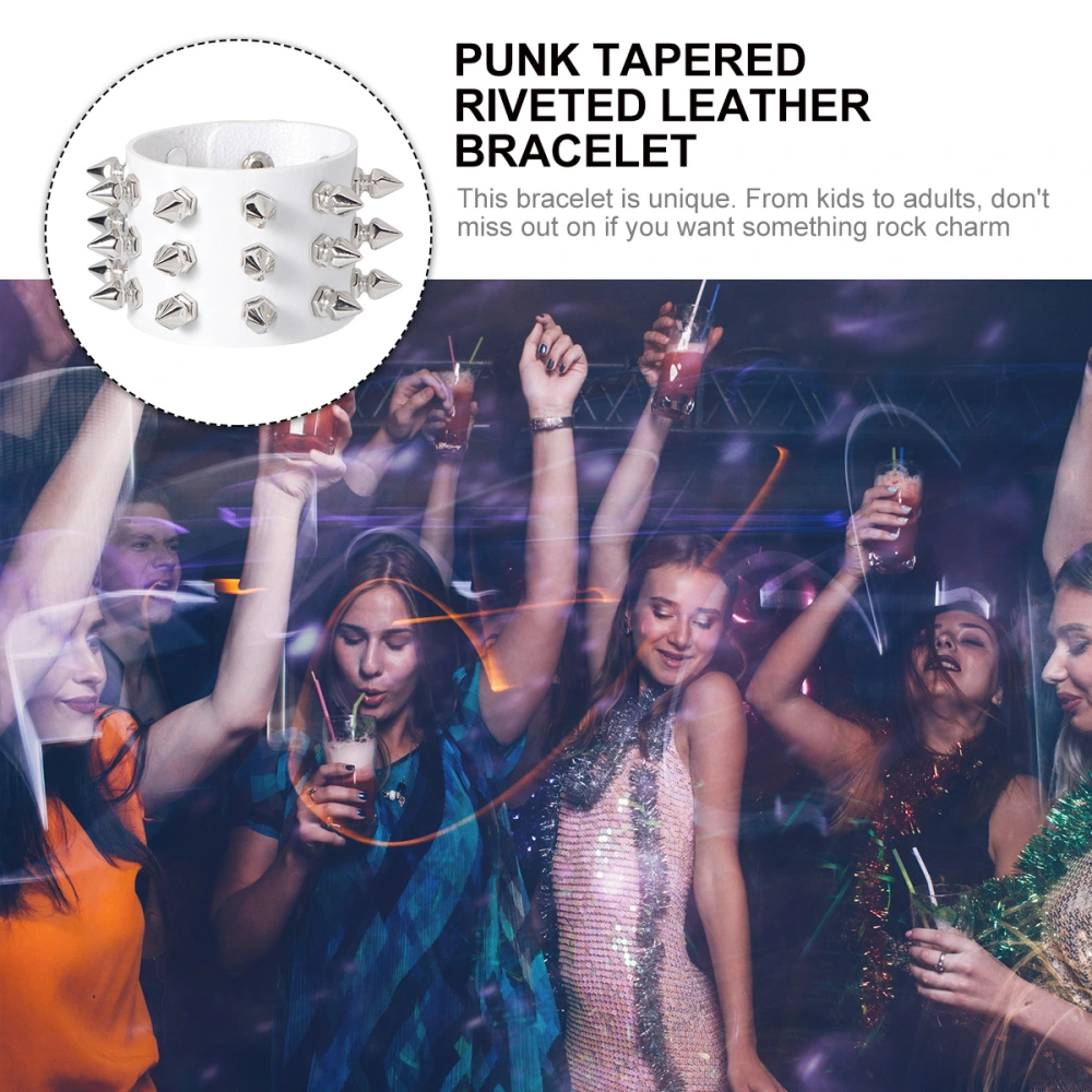 Punk Style Bracelet Alternative Bangle Three Row Cuspidal Spikes Wristband