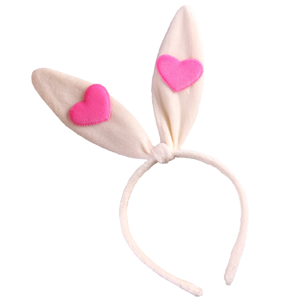 Rabbit Ear Headband Heart Plush Hair for Girl Women Kid (Random Color)