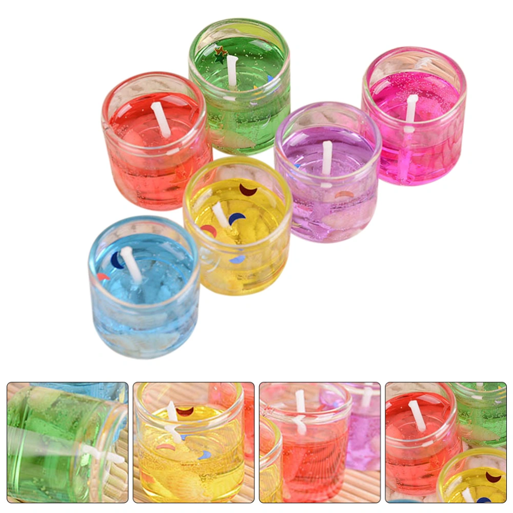 6Pcs Romantic Candlelight Dinner Prop Jelly Candles for Valentine's Day Colorful