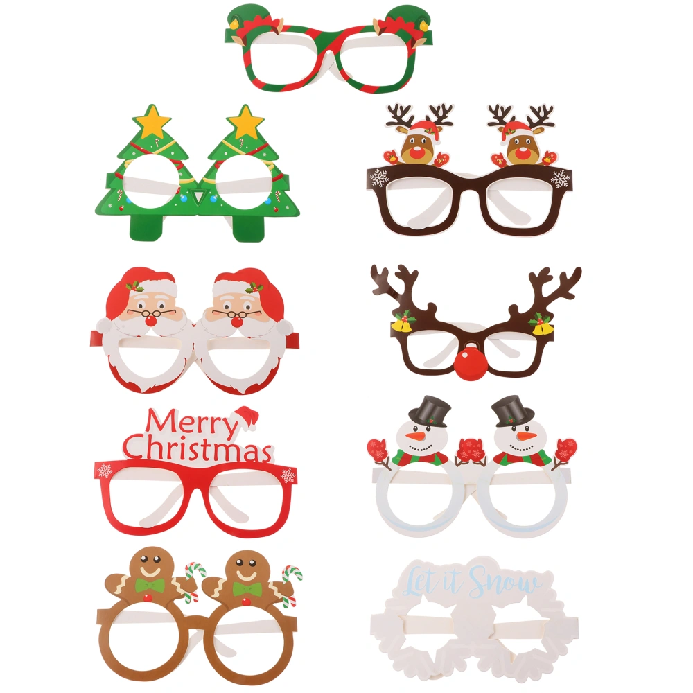 9pcs Creative Christmas Eyewear Props Xmas Party Toys Adorable Glasses Frames