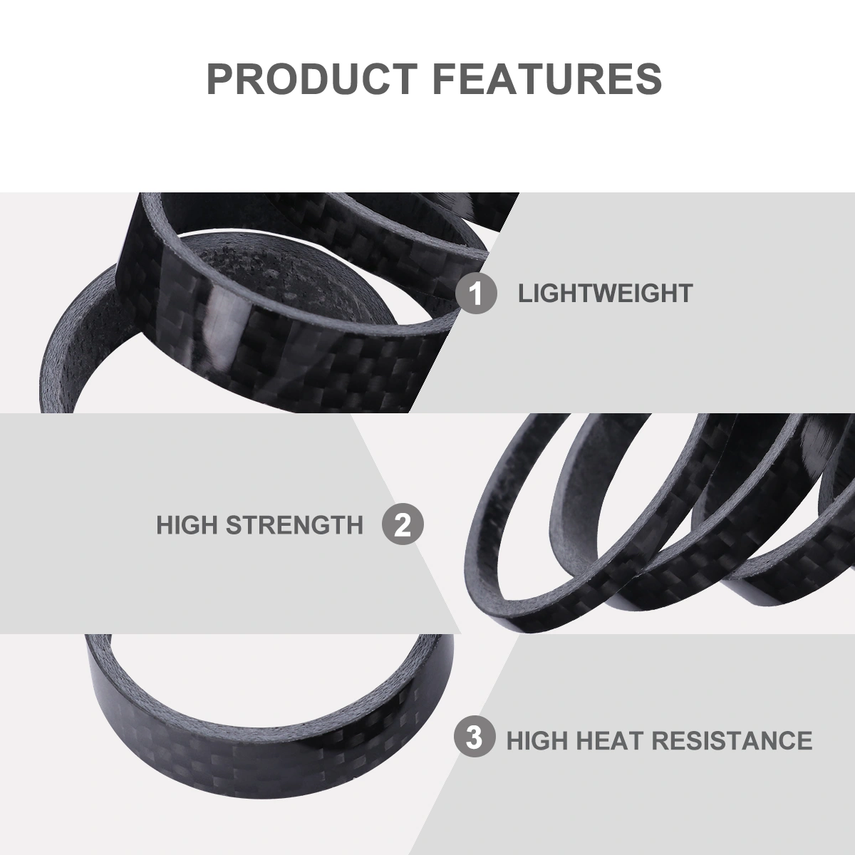 1 Set Carbon Fiber Front Fork Gasket Headset Fork Spacers Kit Handlebar Washer Ring Gasket for Bike Riding Cycling (3/5/10/15/20mm Inside Diameter 29mm)