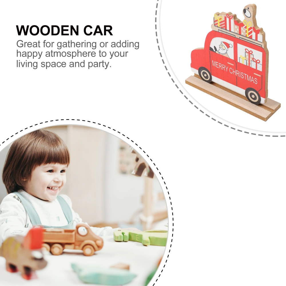 2Pcs Merry Christmas Wooden Car Adornment Creative Desktop Home Decoration