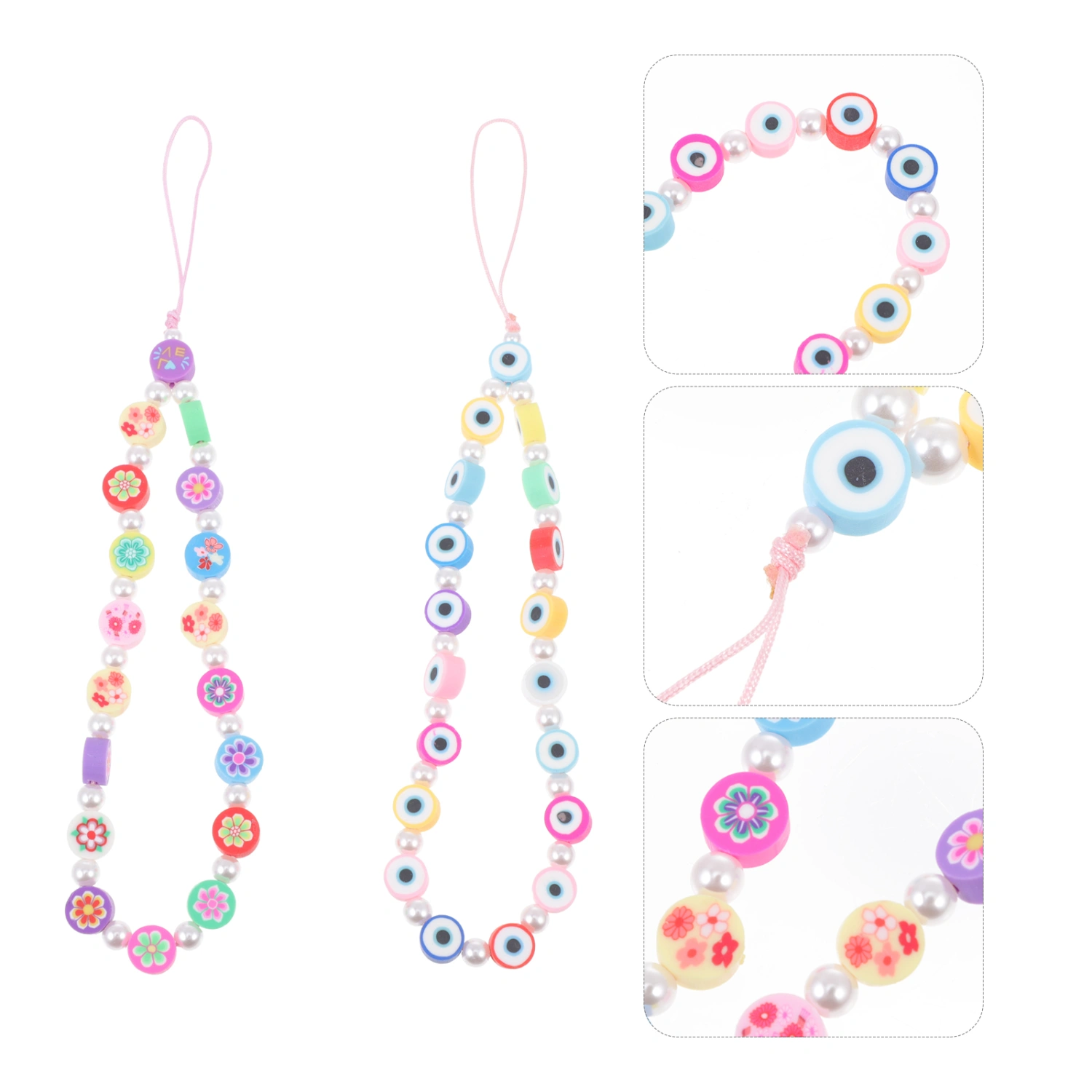 2Pcs Phone Lanyards Bohemian Style Phone Chains Beaded Phone Lanyards Decor