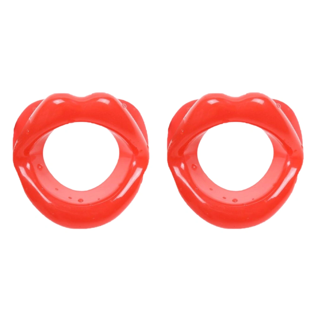 2pcs Red Silicone Face Slimmer Facial Exerciser Mouth Piece Face Lift Straightening Mouth Tightener Corrector Face Exercise Lips Trainer Beauty Tool