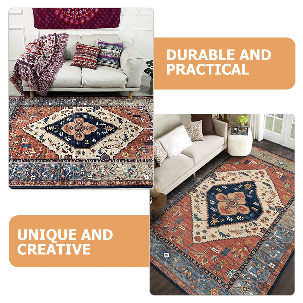  Household Polyester Carpet Decorative Retro Style Carpet Home Floor Mat Decor