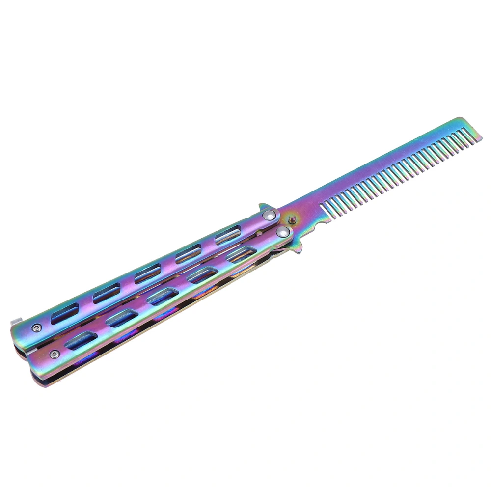 Foldable Comb Hair Trimmer Portable Stainless Steel Practice Training Style Comb Cool (Colorful)