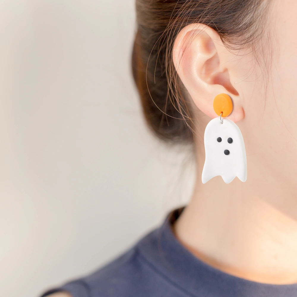 1 Pair Halloween Ghost Earrings Clay Earrings Drop Earrings for Women Girl