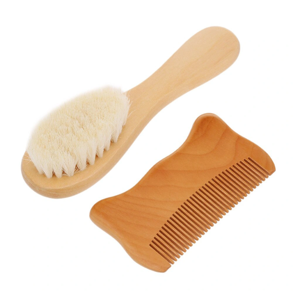 2pcs Comfotable Comb and Brush Set Baby Bathing Brush Practical Baby Comb Wooden Comb for Home