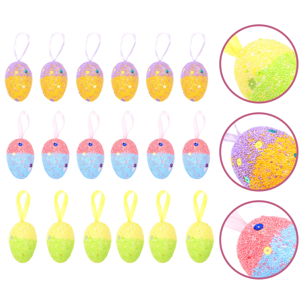 18Pcs Easter Hanging Decors Exquisite Plastic Pendants Egg Shaped Pendants