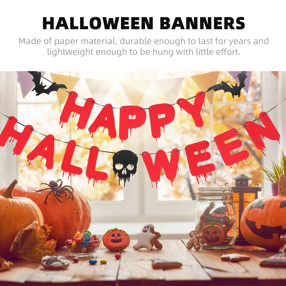 2Pcs Happy Halloween Horror Party Background Decorations Banners for Decor