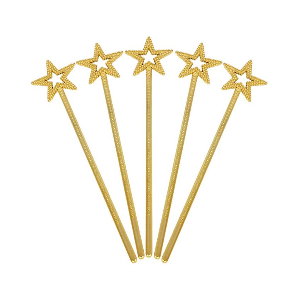 6pcs Golden Plastic Wands Star Pentagram Design Angel Fairy Stick for Girls Birthday Party Cosplay