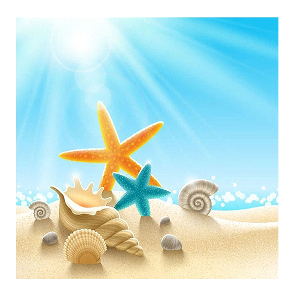 1PC 5D Diamond Picture DIY Full Diamond Beach Shell Pattern Embroidery Wall Hanging Decorative Painting for Home Living Room Bedroom