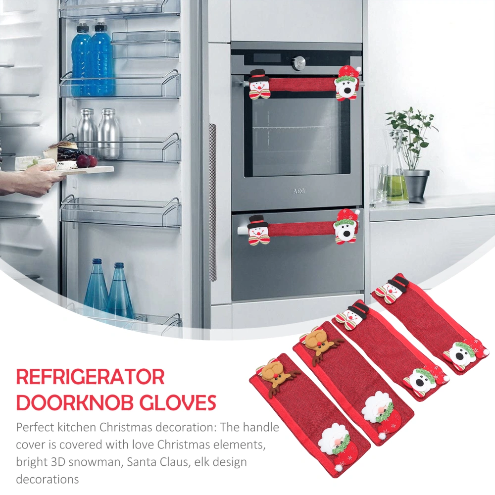 4pcs Christmas Kitchen Decors  Refrigerator Handle Covers Oven Handle Decor