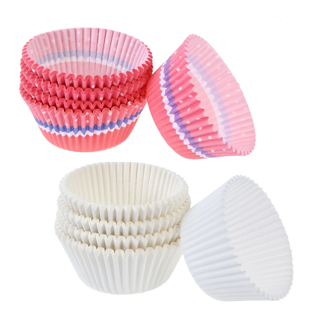 200 PCS Paper Baking Cups Cupcake Wrappers Liners Muffin Cases Cake Cup Party Favors (White and Red)