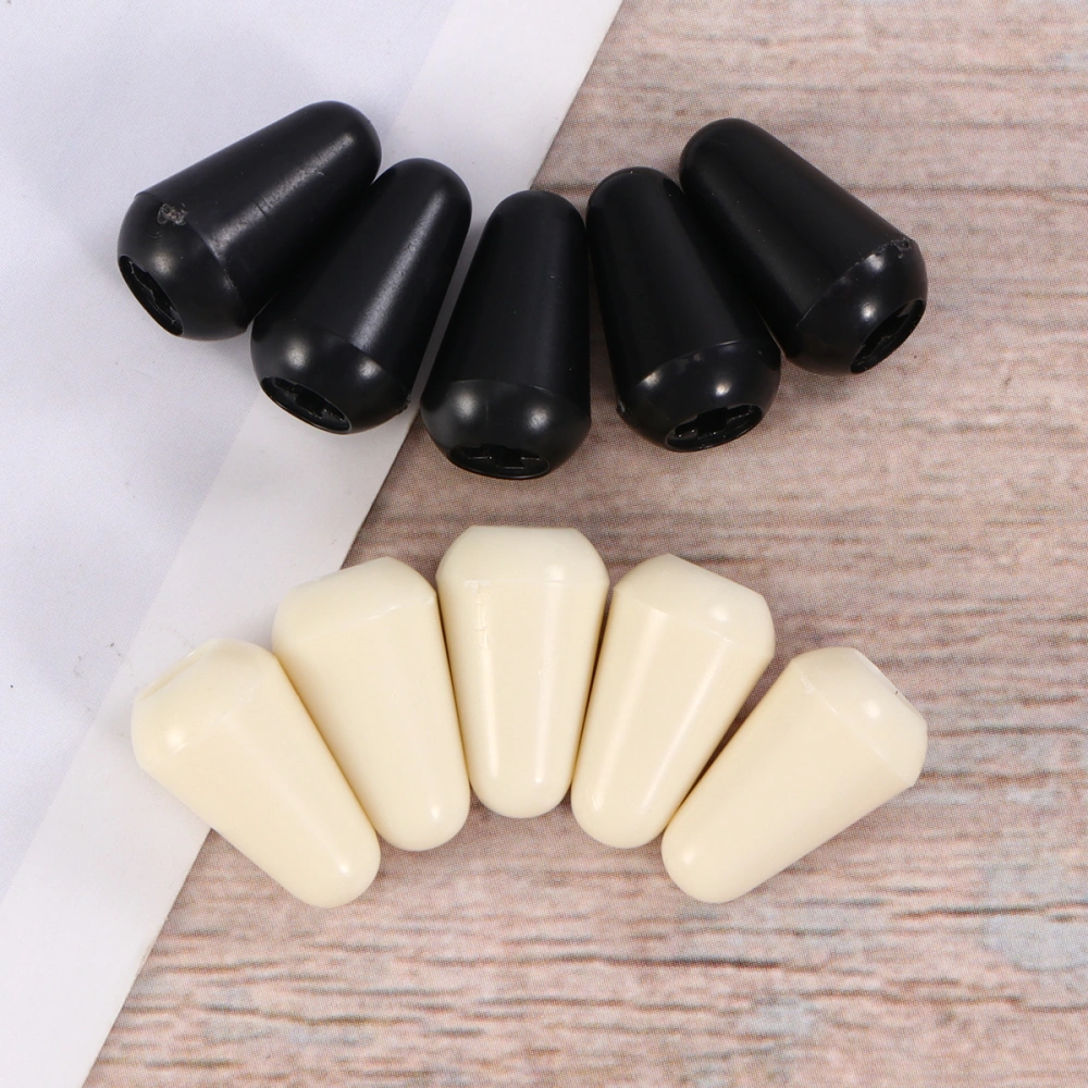 10Pcs Caps for Electric Guitar Switch Plastic Lid for 5-Level Switch on Guitar (Black Beige)