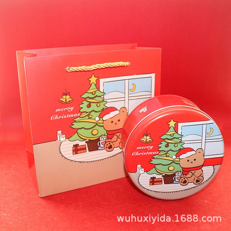 Christmas Cookie Tin Festive Cookie Packing Box Holiday Gift Candy Storage Box