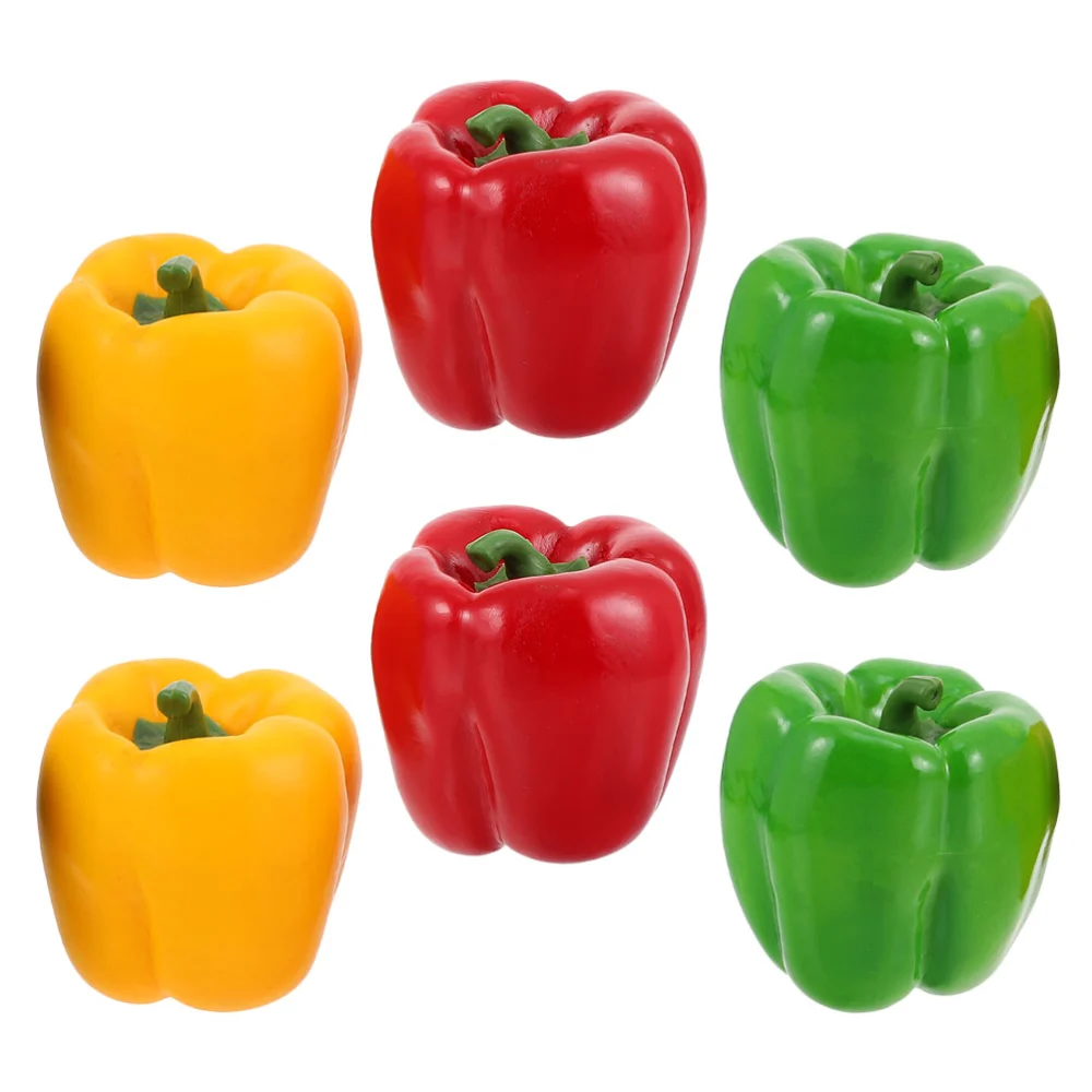 6Pcs Artificial Bell Peppers Simulation Bell Peppers Fake Vegetable Model Photo Prop