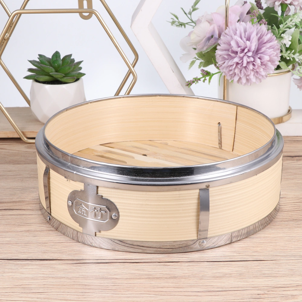 1pc Stainless Steel Banding Food Steamer Steaming Basket Dumplings Dim Sum Bamboo Cage Kitchen Gadget for Home (22cm Steamer)