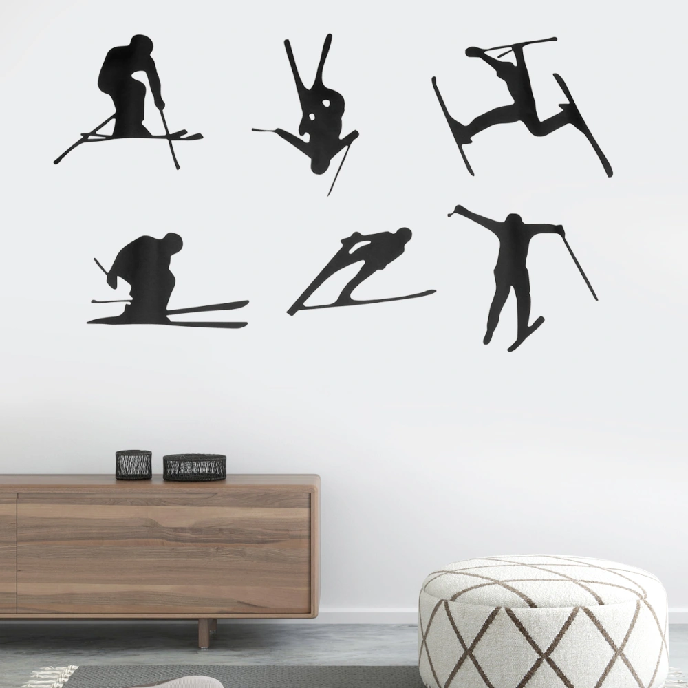 1pc Ski Theme Sticker Self-adhesive Wall Decals Multi Postures Pasters Wall Hanging Sticker for Home Ski Resort