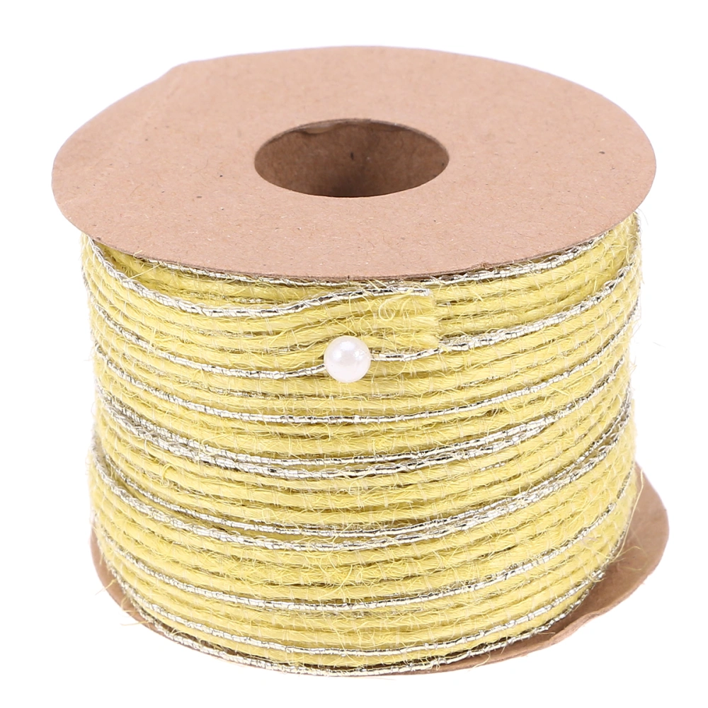 Colored Braided Rope Weaving Webbing Home DIY Craft Fishing Line Pattern Burlap Ribbon (10m, Yellow)