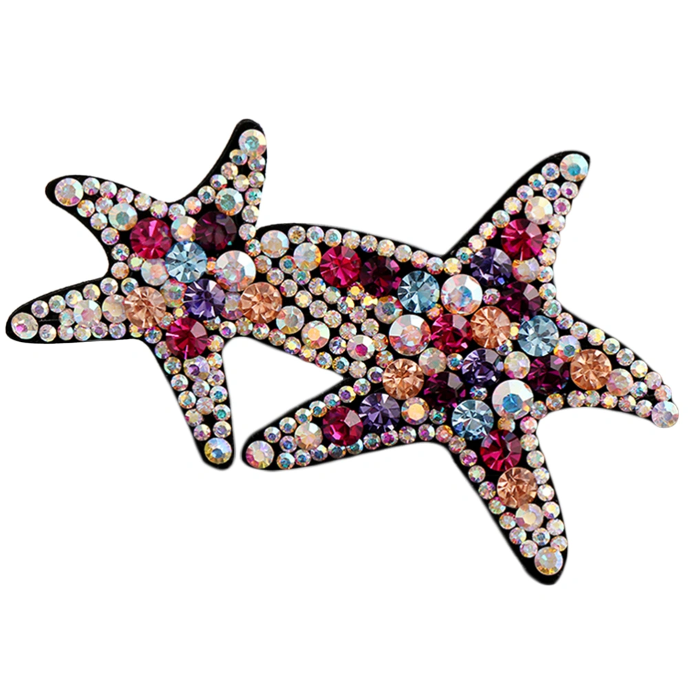 1PC Sea Star Hair Clips Rhinestone Inlay Hair Clips Barrettes for Women Lady Colorful