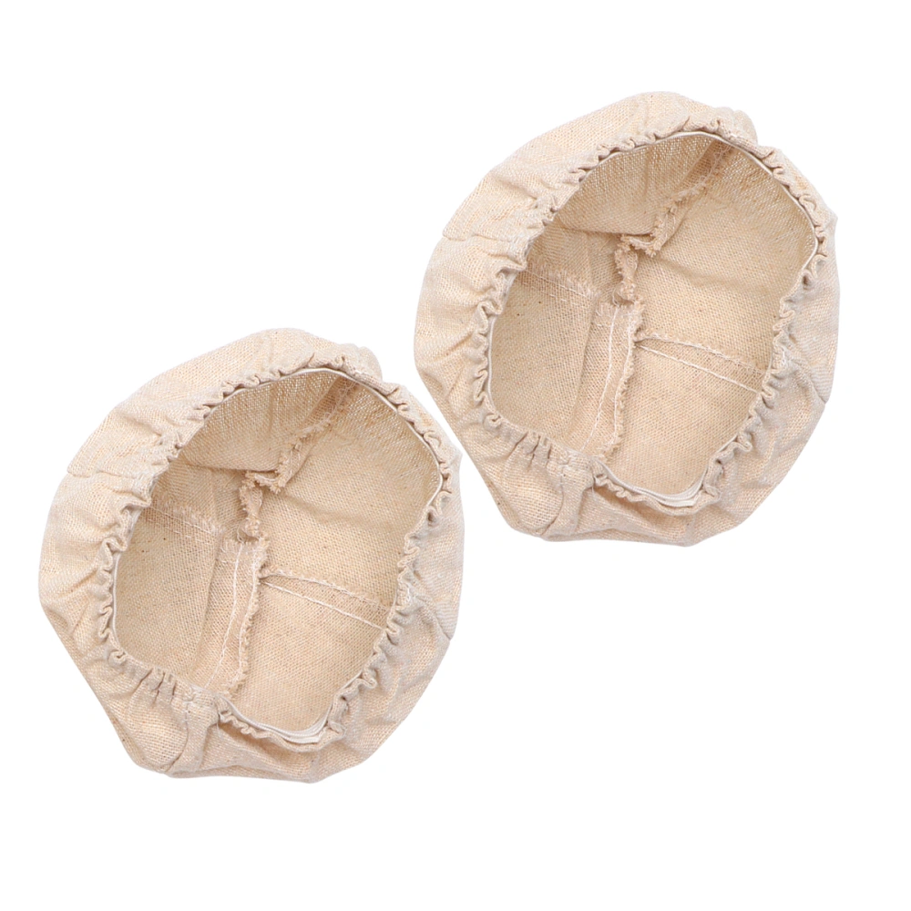 2pcs Linen Bread Basket Cloth Cover Round Fermentation Basket Liner for Bakery Home (13x6cm)